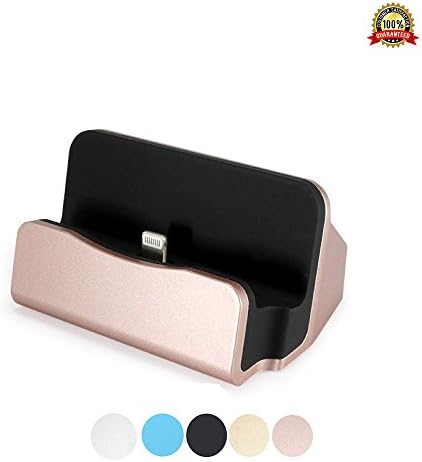 iPhone Charger Dock Cradle Desktop Stand with Lightning Cable Connector for Charge and Sync Data of Apple iPhone 7/7 Plus/ 6/6s/6 Plus/6s Plus/iPod Nano 7th Gen/iPod Touch 5,6th Gen - Rose Gold