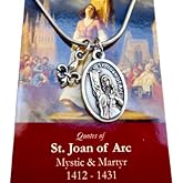Saint Joan of Arc Necklace, 18" Stainless Steel Snake Chain, Fleur de Lis Charm, Patron Saint of France, Confirmation Gift