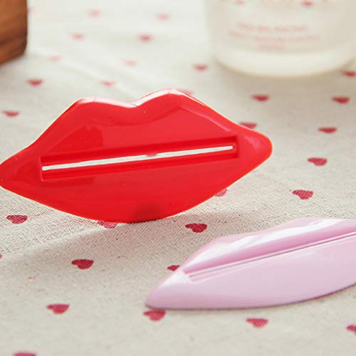 dianpo Random Color Lip Shape Toothpaste Tube Face Wash Cleaning Foam Cream Roller Squeezer Dispenser ABS Clip