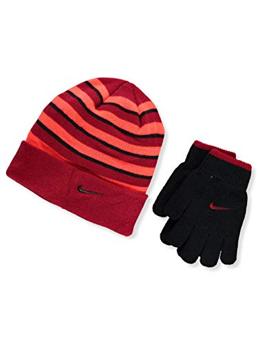 NIKE Boys' Beanie Gloves Set (Youth One Size) University red, 8-20