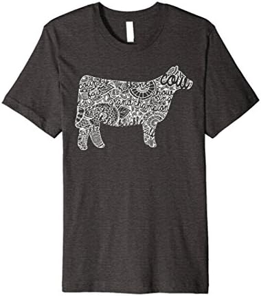 Mens Cow Livestock Show Mandala Shirt - Cattle Beef Stock Show 2XL Dark Heather