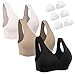 HOFISH 3 Pack Soft Touch Underwire Modal Nursing Maternity Sleep Bra Pink,Black,Beige L