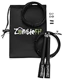 Speed Jump Rope by ZombieFit - Premium Quality - Made with 360ÃƒÆ’Ã¢â‚¬Â¹Ãƒâ€¦Ã‚Â¡ Ball Bearing for Consistent Spinning - Durable - No Kinks - Perfect for Crossfit Training Cardio MMA (Black)