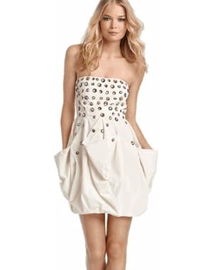 BCBGMAXAZRIA BCBG Womens Embellished Taffeta Bejeweled Crystal Strapless Dress Size 2