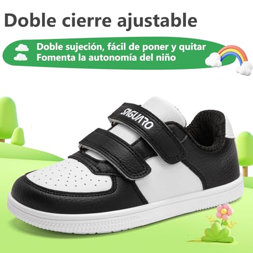 SAGUARO Zapatillas Barefoot Niños Niñas Zapatos Minimalistas Casual con Puntera Ancha Zero-Drop Cierre Autoadherente, Tallas EU 25-35