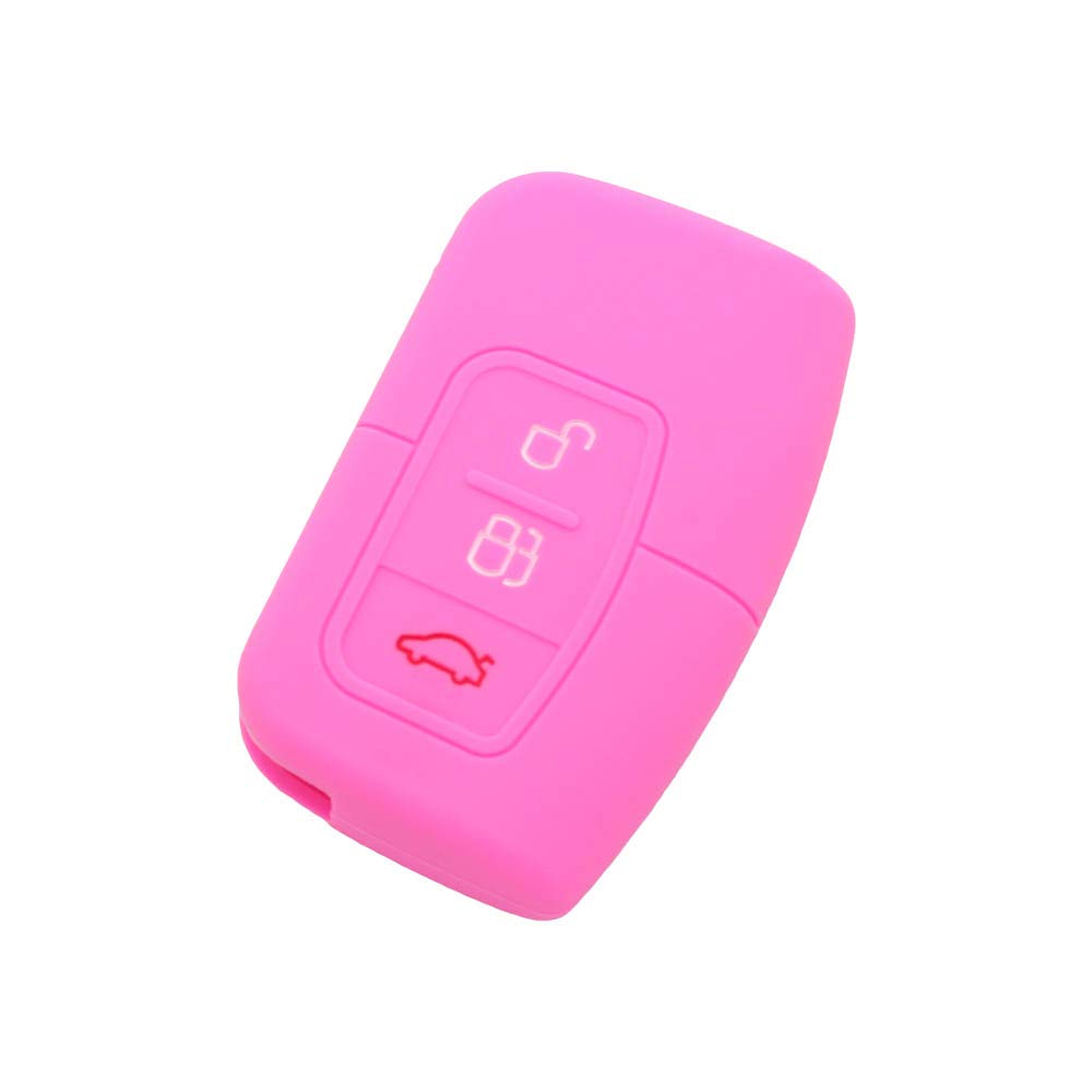 BROVACS Silicone Cover Protector Case Holder Skin Jacket Compatible with FORD 3 Button Smart Remote Key Fob CV9709 Pink