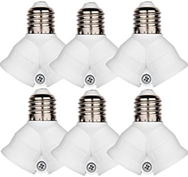 Lamp Adapter Pack of 6 By FadimiKoo E27 to 2E27 Light Bulb Socket Splitter One minute two screw conversion lamp Socket Converter