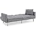 Best Choice Products Living Room Convertible Linen Fabric Tufted Splitback Sleeper Plush Futon Couch Furniture w/ Pillows - Dark Gray