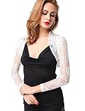 Sheroin Women's Long Sleeve Lace Shrug Bolero Jacket Sheer Open Front Cardigan