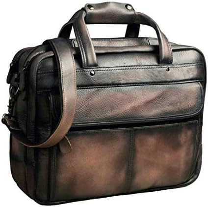 Men Oil Waxy Leather Antique Design Business Briefcase Laptop Document Case Attache Messenger Bag Tote Portfolio dark brown