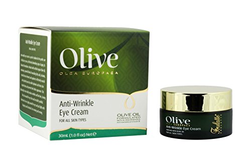 Olive Anti-Wrinkle Eye Cream by Frulatte with Certified Organic Olive Oil to reduce wrinkle and fine lines. For all skin types