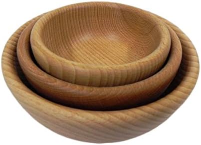 Wooden Decorative Fruit and nut Bowl - Rustic Style Natural Beech Wood Serving Bowl for Snack - 18 cm, Brown - Image 3