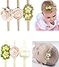 Jiaqee Baby Girl Headband Set - 6 Pcs Crystal Pearls Flower Soft Elastic Nylon HairBand Hair Ties For Toddler Gift