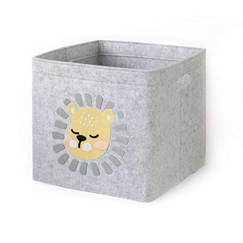 Lucky Sign - Toy Storage Box for Kids Aminal Theme Closet Organizer Living Room Nursery, 33x33x30cm - Baby Lions