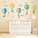 decalmile Animals in Hot Air Balloons Wall Decals Kids Wall Stickers Childrens Bedroom Nursery Baby Room Decor