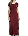 Meaneor Women Boho Cap Sleeve Smocked Waist Tiered Renaissance Summer Maxi Dress (XXL, Wine Red)