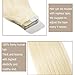Tape In Hair Extensions Human Hair Platinum Blonde 18 inch Long Straight Remy Hair Double Sided Tape on(18'' #60)20pcs 50g+10pcs Free Tapes