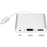 Lightning to HDMI VGA AV Adapter Converter , Bambud 4 in 1 Plug and Play Lightning Digital AV Adapter for iPhone iPad iPod to Mirror on HDTV Projector Monitor