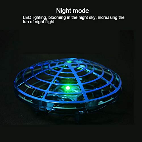 Teepao UFO Flying Ball Toys, Mini Quadcopter Drone Auto-Avoid Obstacles Helicopter Ball with 360°Rotating LED Lights for Kids,Adult (Gold)