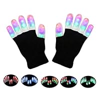 LSXD LED Gloves, Finger Lights 3 Colors 6 Modes Flashing LED Warm Gloves Colorful Flashing Rave Glow Gloves Kids Toys for Christmas Halloween Party Favors Light Up Toys Novelty