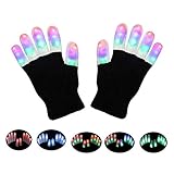 LSXD LED Gloves, Finger Lights 3 Colors 6 Modes Flashing LED Warm Gloves Colorful Flashing Rave Glow Gloves Kids Toys for Christmas Halloween Party Favors Light Up Toys Novelty