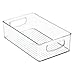 mDesign Small Plastic Office Storage Container Bins w/Handles for Organization in Filing Cabinet, Closet Shelf, Desk Drawers, Organizer for Notes, Pens, Pencils - Ligne Collection, 4 Pack - Clear