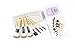 7 Piece Bamboo Makeup Brush Set with Roll-Up Cotton Travel Pouch - Premium Synthetic Hair & Wooden Handles - by Queen's Grace
