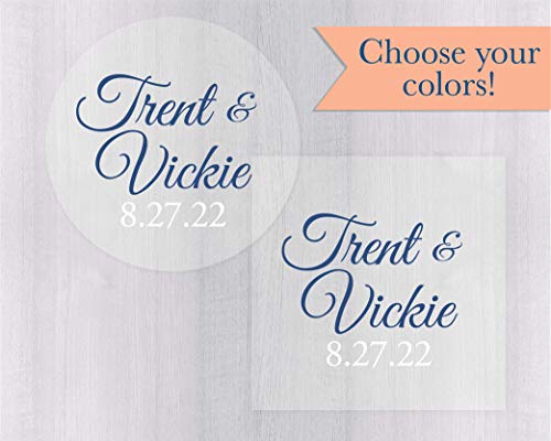 Names and Date Clear Transparent Wedding Save the Date Stickers/Envelope Seals (#291-C)