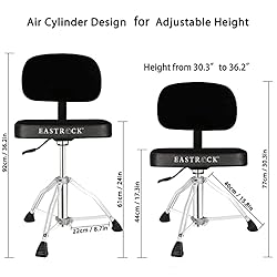 EASTROCK Drum Throne with Backrest Airlift