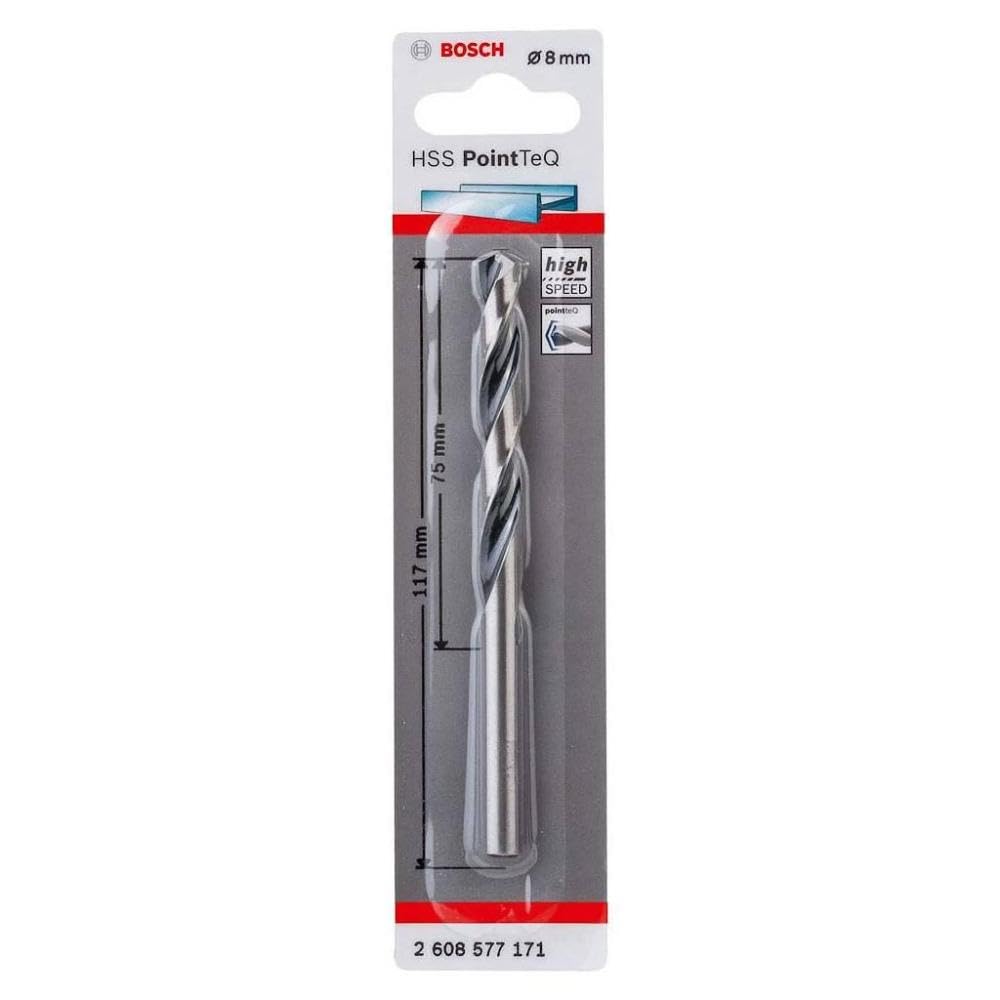 Bosch Professional PointTeQ HSS Twist Drill Bit (for Metal, 8 x 75 x 117 mm, Accessories for Drill Driver)