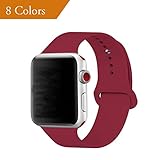 YANCH Compatible with for Apple Watch Band 42mm 44mm, Soft Silicone Sport Band Replacement Wrist Strap Compatible with for iWatch Nike+,Sport,Edition,S/M,Rose Red