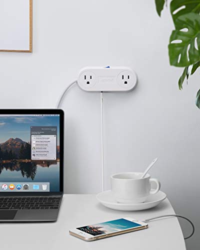 image for Travel USB Power Strip, BESTEK 3 USB Ports 2 Outlets Thin Portable Des