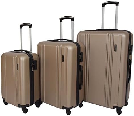 Hard Shell 4 Wheel Spinner Suitcase Travel Trolley Luggage Lightweight Taupe (Full Set 3 Sizes)