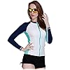 XDXART Damen Einteiliger Badeanzug Langarm-Surfanzug mit kurzem Bein UV-Schutz Sonnencreme (White, M)