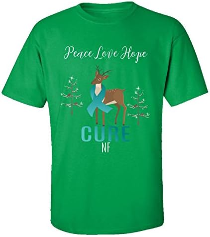 Peace Love Hope Cure Christmas Reindeer Nf - Adult Shirt L Irish-green