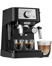 De'Longhi Stilosa Manual Espresso Machine, Latte & Cappuccino Maker, 15 Bar Pump Pressure + Manual Milk Frother Steam Wand, Black / Stainless, EC260BK