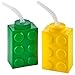 Building Blocks Cups with Straw & Lid - (Pack of 4) Reusable Brick Party Kids Cup for Block Birthday Party Supplies and Favors