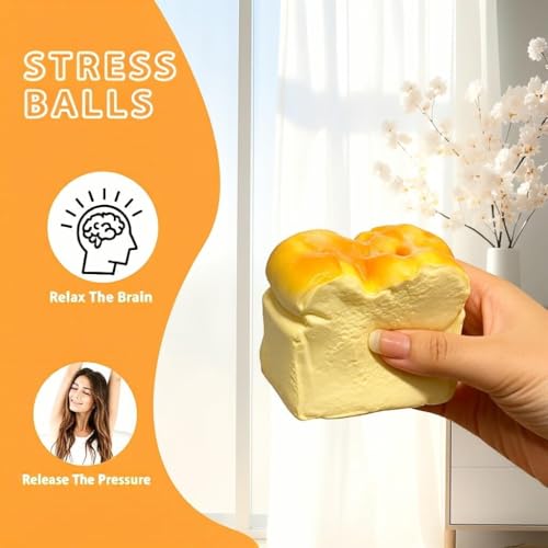 ORCHID M® Sticky Bread Slow Rising Squishy, Silky Smooth Realistic Toast Shaped Slow Rise Squishies, Round Bread Squishy Food Squishies for Adults: Stress Relief & Sensory Fidget Toy
