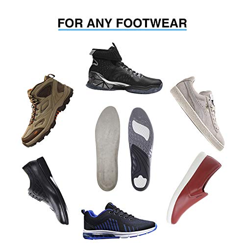 Massaging Gel Insoles, All-Day Shock Absorpting and Ventilated Shoe Inserts for Sports Walking Running, Comfortable Cushioning for Men and Women, Grey, L