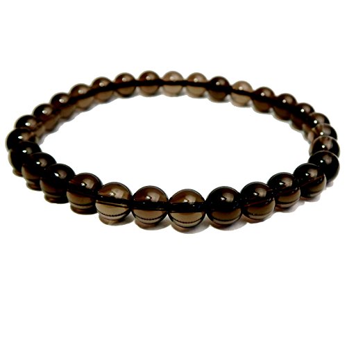 Satin crystals smoky quartz bracelet 7mm boutique clear brown rou…