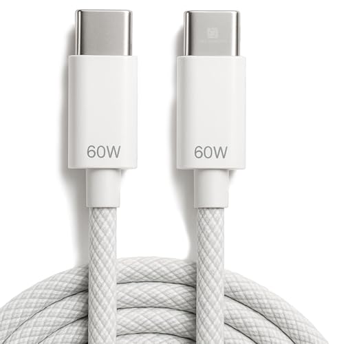Cabo com 2 Metros Turbo USB-C Tipo-C 60w Trançado De Nylon Compativel com Iphone 15,16,17 Pro/Max IOS/Android Premium Reforçado