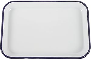 Ciieeo Enamel Roasting Pan 34x44x3.2cm Rectangular Enameled Steel Baking Dish Dishwasher Safe for BBQ