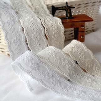 14Yds Broderie Anglaise cotton eyelet lace trim 2.3cm YH1432A (Ivory)