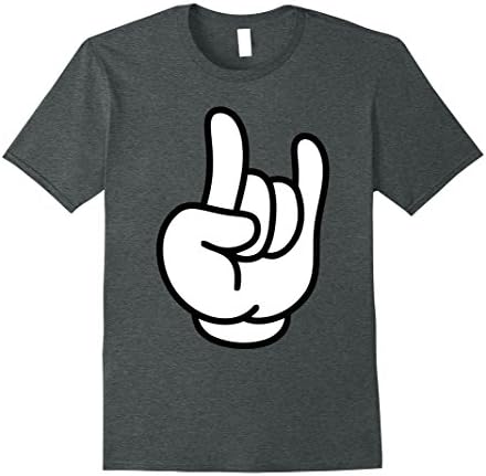 Mens Rock Heavy Metal Sign Cartoon Hand T-Shirt XL Dark Heather