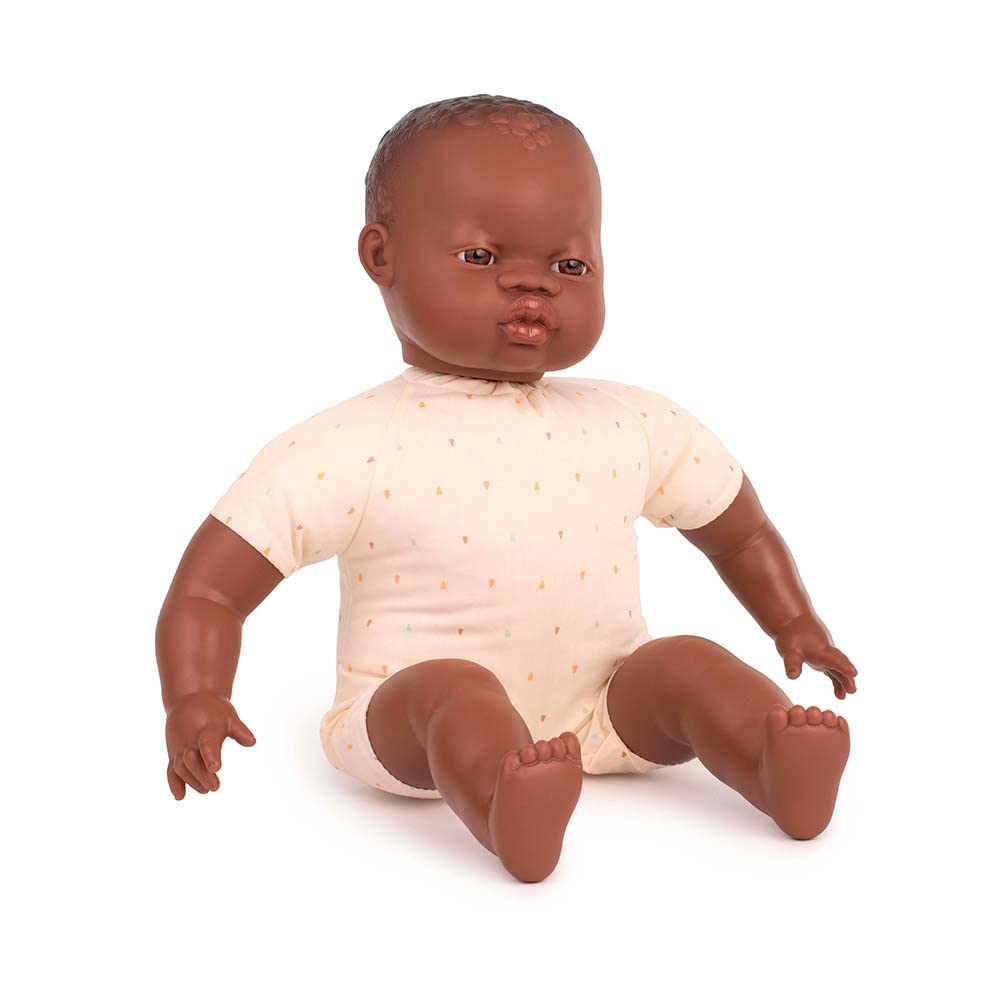 Miniland Miniland31063 40 cm Unisex Bald African Baby Doll without Underwear