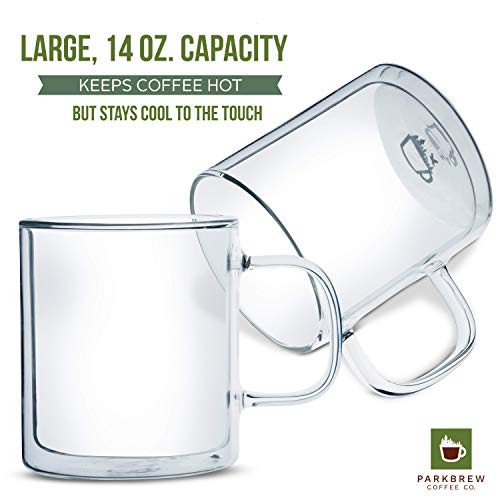 image for ParkBrew Coffee Co. ParkBrew Double Walled Glass Mugs - Includes set o