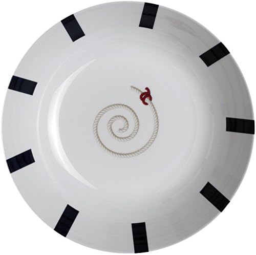 MB Coastal Designs Cannes Nautical Shatter Proof Non-Slip Soup Bowl, Navy Blue/White, Set of 6