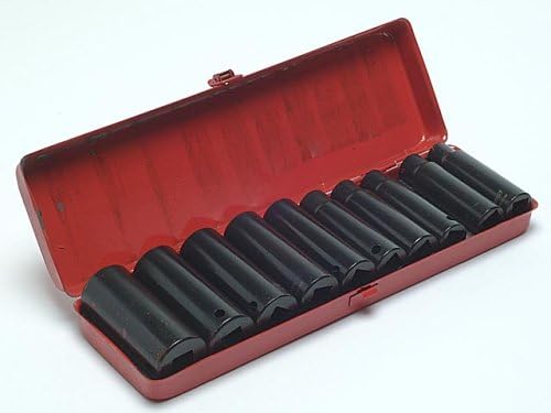 Teng 9126 10 Piece Metric Deep Impact Socket Set 1/2in Square Drive, Multi, Variety Pack