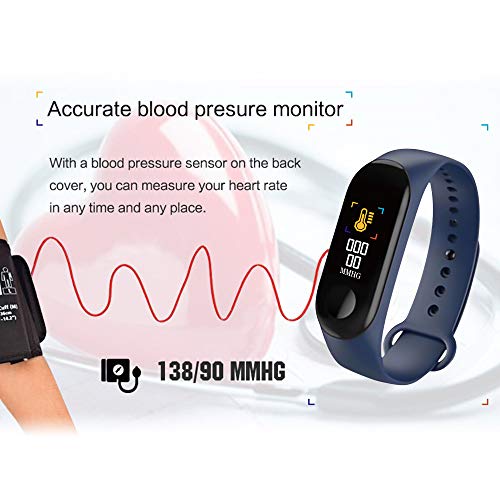 DDSKY 0.96 IPS LCD Color Screen Smart Bracelet Watch, Bluetooth Sports Health Watches with G-Sensor/Fitness Tracker/Heart Rate/Blood Pressure Monitor Watch IP67 Waterproof for Android iOS (Blue)