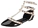 Top Moda Women's Orange-1 Studded Pointed Toe Buckle Strappy Gladiator Punk Flat